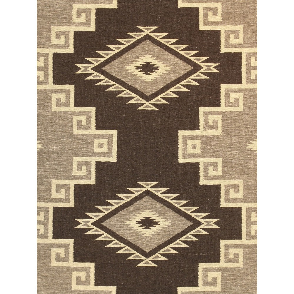 Pasargad Home Navajo Style Hand-Woven Wool Brown Area Rug- 8' 0" X 9'10"