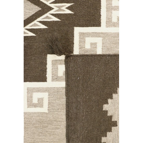 Pasargad Home Navajo Style Hand-Woven Wool Brown Area Rug- 8' 0" X 9'10"