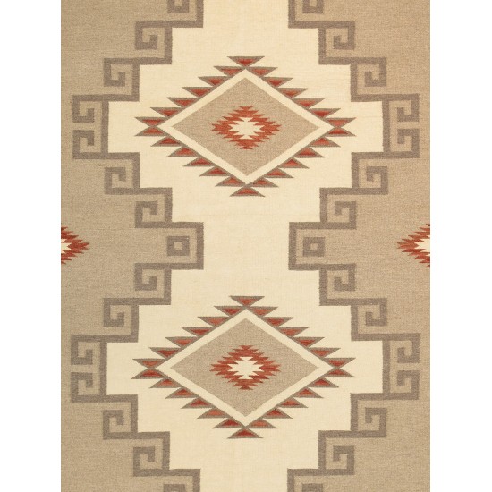 Pasargad Home Navajo Style Hand-Woven Wool Ivory Area Rug- 8' 0" X 9'10"