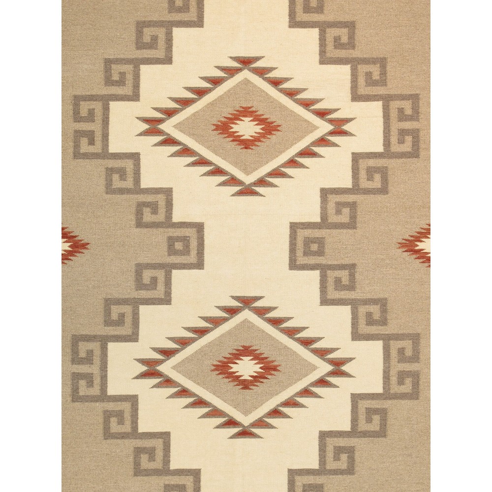 Pasargad Home Navajo Style Hand-Woven Wool Ivory Area Rug- 8' 0" X 9'10"