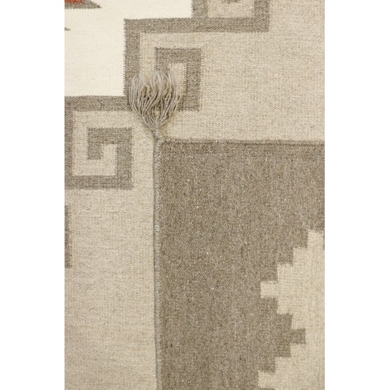 Pasargad Home Navajo Style Hand-Woven Wool Ivory Area Rug- 8' 0" X 9'10"