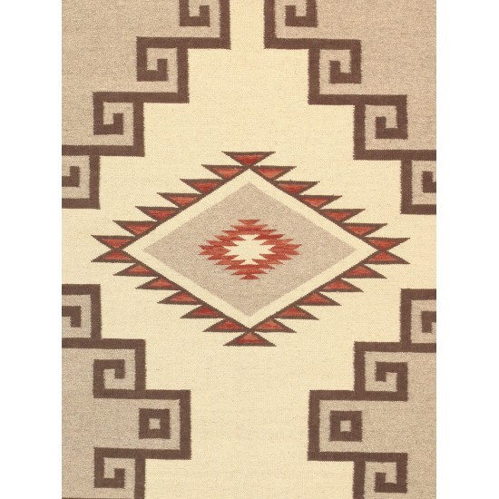 Pasargad Home Navajo Style Hand-Woven Wool Beige Area Rug- 8' 1" X 10' 0"