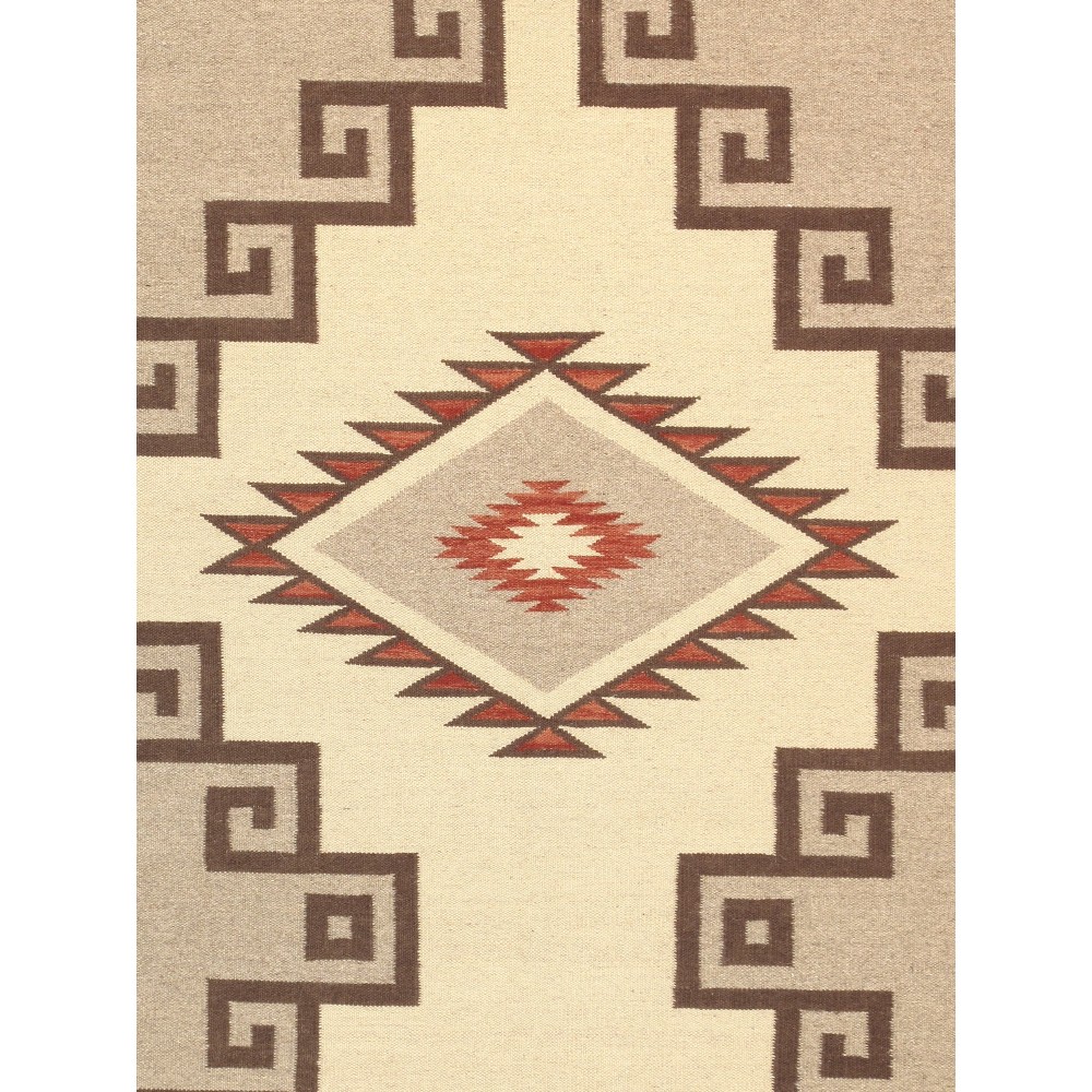 Pasargad Home Navajo Style Hand-Woven Wool Beige Area Rug- 8' 1" X 10' 0"