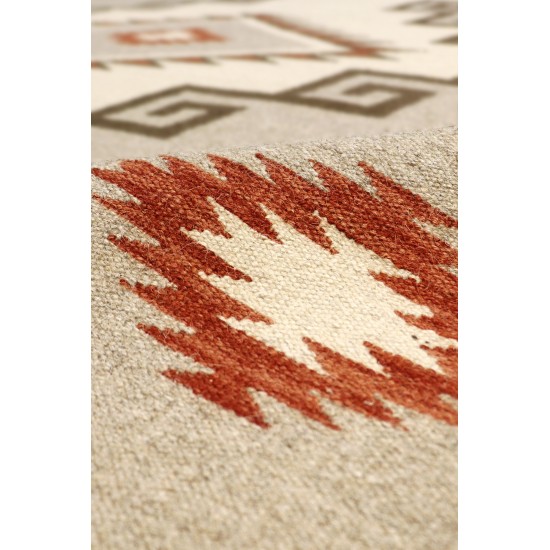 Pasargad Home Navajo Style Hand-Woven Wool Beige Area Rug- 8' 1" X 10' 0"