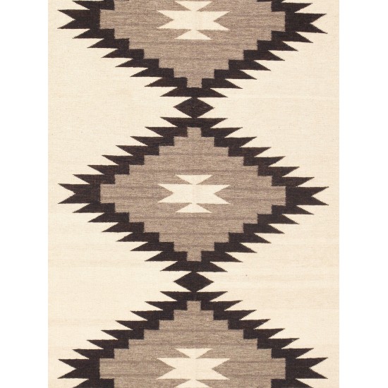 Pasargad Home Navajo Style Hand-Woven Wool Mocha Area Rug- 8' 0" X 9'11"