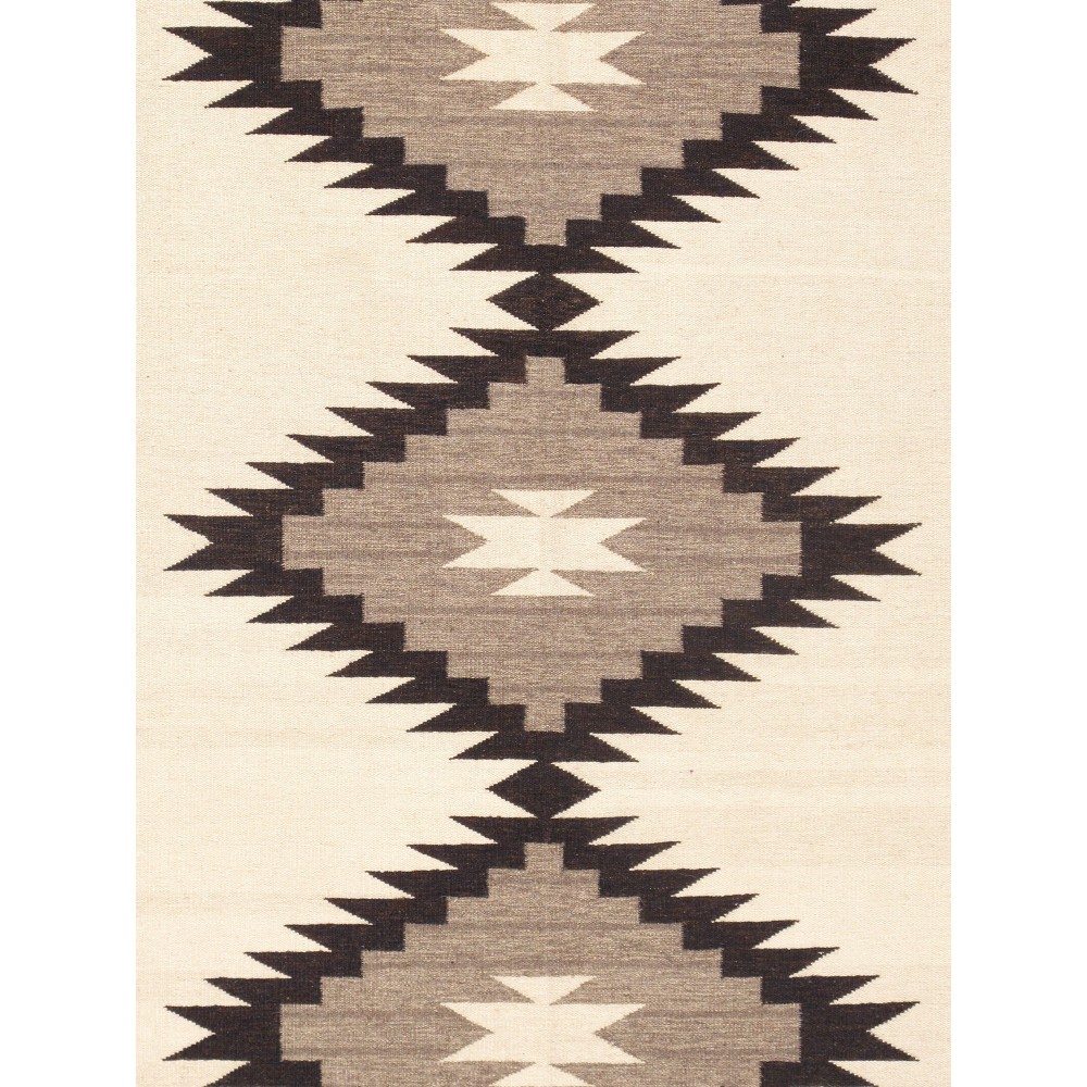 Pasargad Home Navajo Style Hand-Woven Wool Mocha Area Rug- 8' 0" X 9'11"