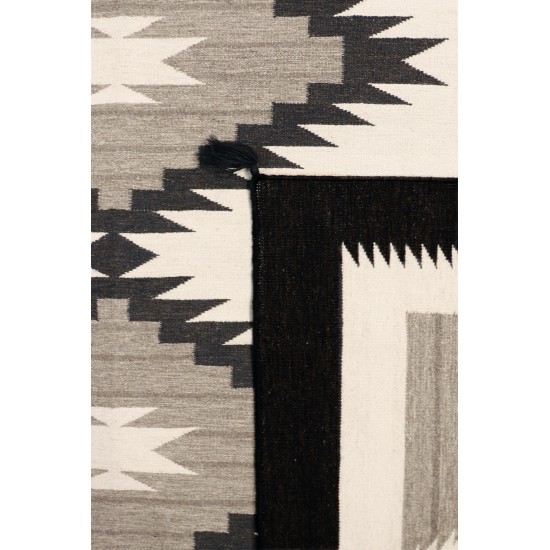 Pasargad Home Navajo Style Hand-Woven Wool Mocha Area Rug- 8' 0" X 9'11"