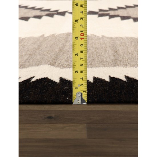 Pasargad Home Navajo Style Hand-Woven Wool Mocha Area Rug- 8' 0" X 9'11"