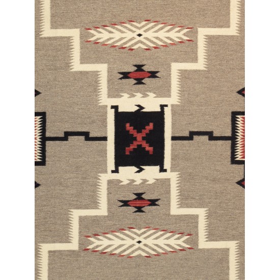 Pasargad Home Navajo Style Hand-Woven Wool Mocha Area Rug- 6' 2" X 8' 9"