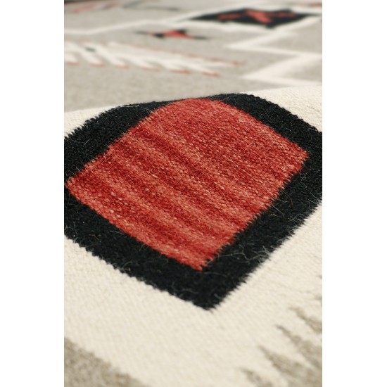 Pasargad Home Navajo Style Hand-Woven Wool Mocha Area Rug- 6' 2" X 8' 9"