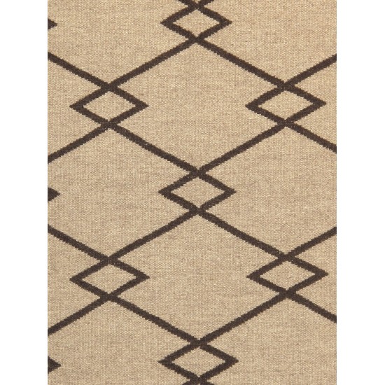 Pasargad Home Navajo Style Hand-Woven Wool Mocha Area Rug- 3' 1" X 4'10"