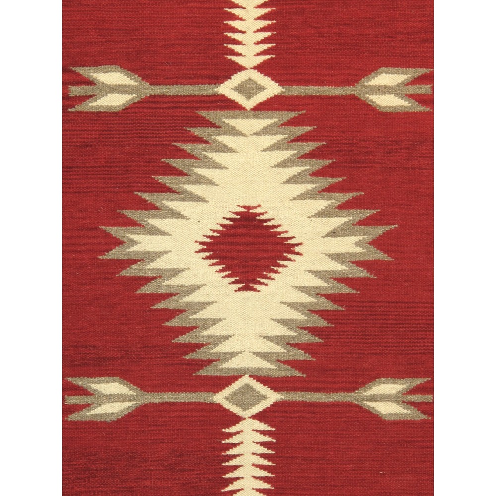 Pasargad Home Navajo Style Hand-Woven Wool Red Area Rug- 3' 2" X 4'10" Pasargad Home Navajo Style Hand-Woven Wool Red Area Rug- 3' 2" X 4'10"