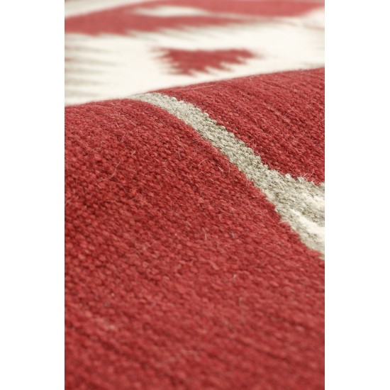 Pasargad Home Navajo Style Hand-Woven Wool Red Area Rug- 3' 2" X 4'10"