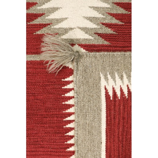 Pasargad Home Navajo Style Hand-Woven Wool Red Area Rug- 3' 2" X 4'10"