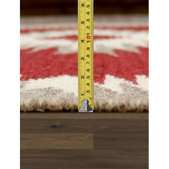 Pasargad Home Navajo Style Hand-Woven Wool Red Area Rug- 3' 2" X 4'10"