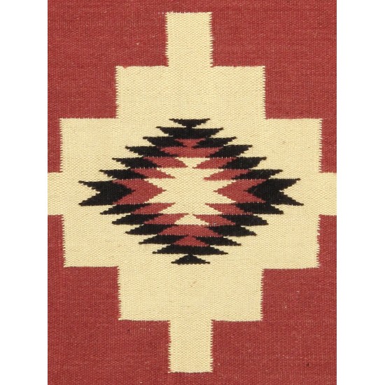 Pasargad Home Navajo Style Hand-Woven Wool Rust Area Rug- 2' 1" X 3' 1"