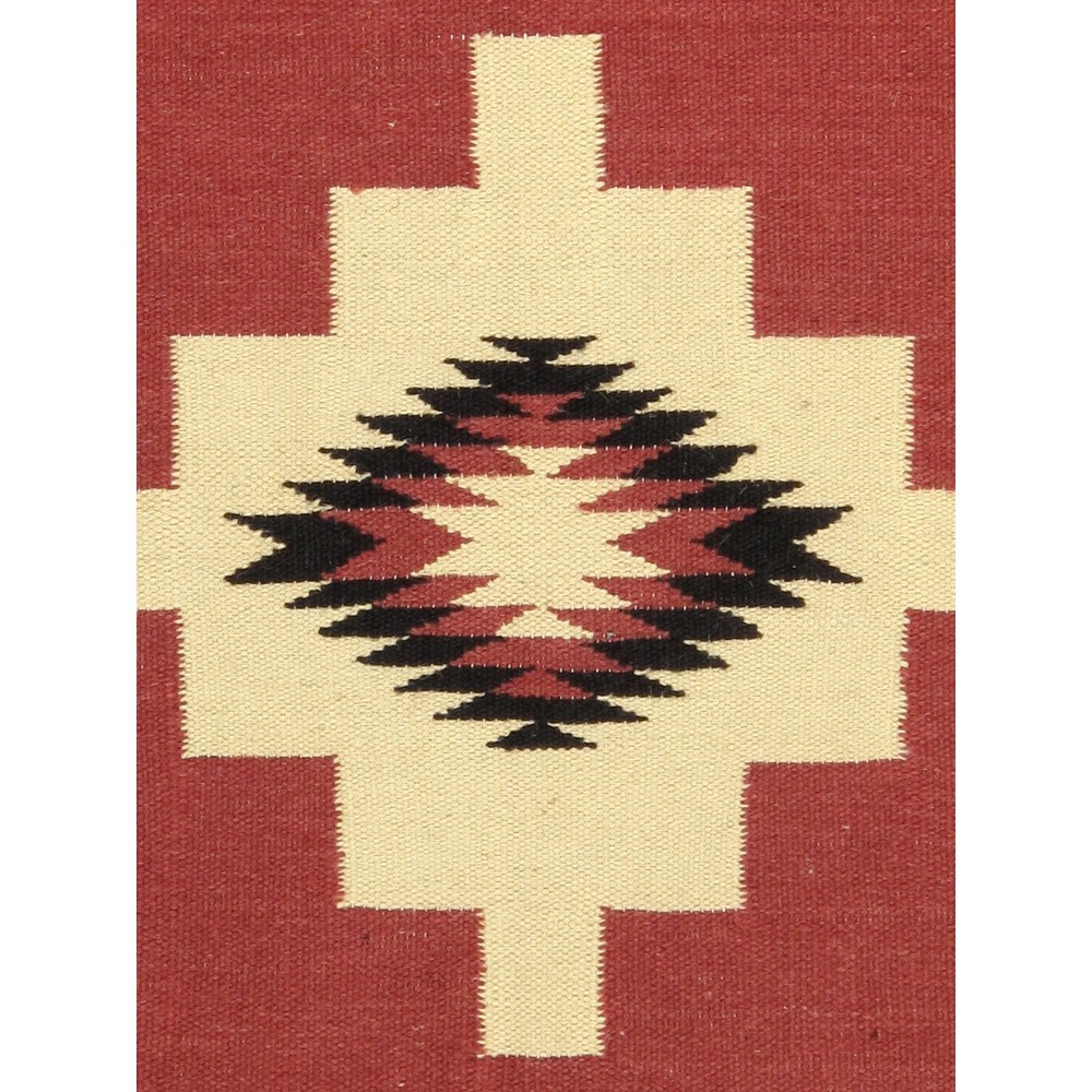 Pasargad Home Navajo Style Hand-Woven Wool Rust Area Rug- 2' 1" X 3' 1"