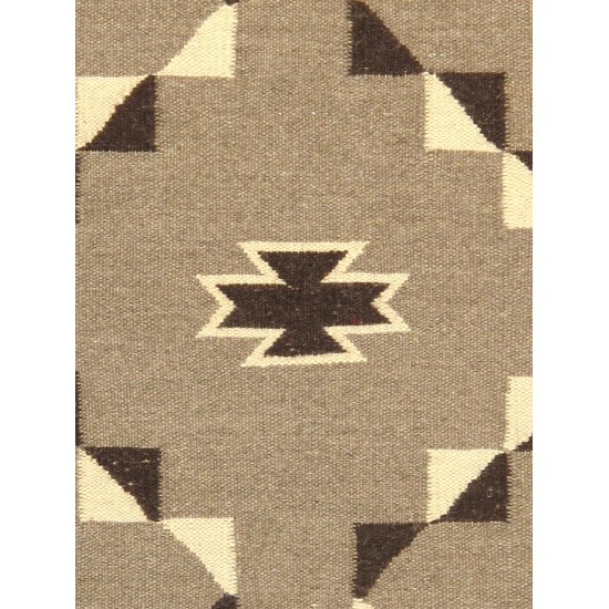 Pasargad Home Navajo Style Hand-Woven Wool Mocha Area Rug- 2' 1" X 3' 1"