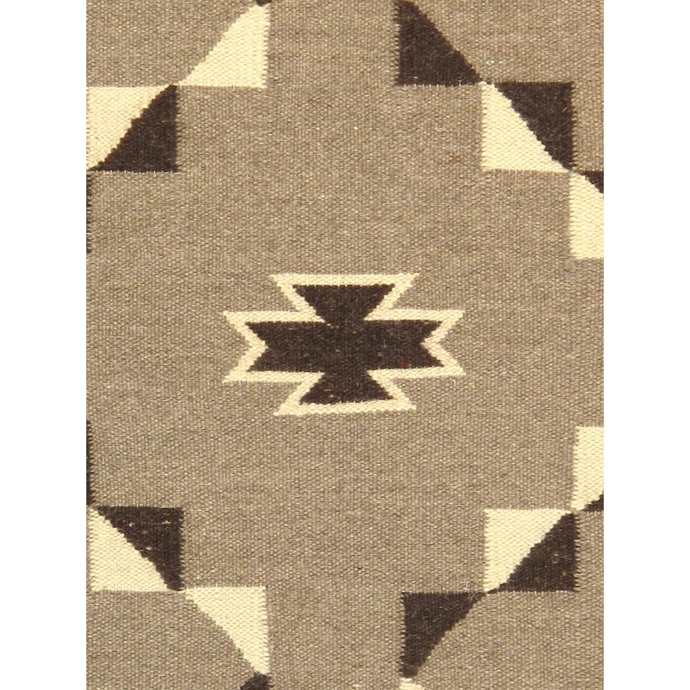 Pasargad Home Navajo Style Hand-Woven Wool Mocha Area Rug- 2' 1" X 3' 1"