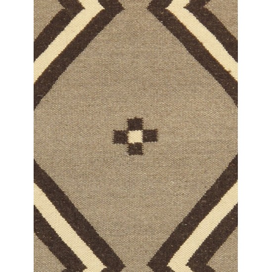 Pasargad Home Navajo Style Hand-Woven Wool Mocha Area Rug- 2' 0" X 3' 1"