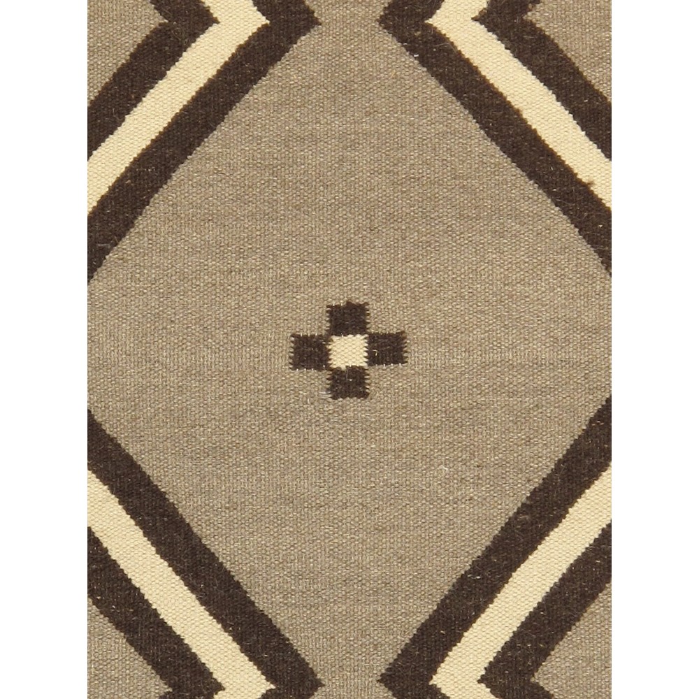 Pasargad Home Navajo Style Hand-Woven Wool Mocha Area Rug- 2' 0" X 3' 1"