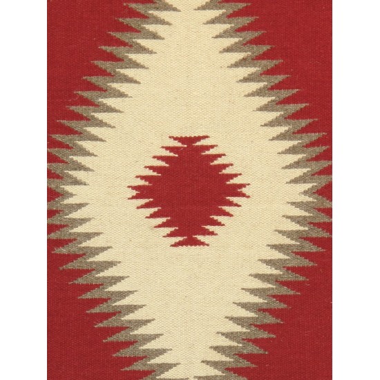 Pasargad Home Navajo Style Hand-Woven Wool Red Area Rug- 3' 1" X 4'11"