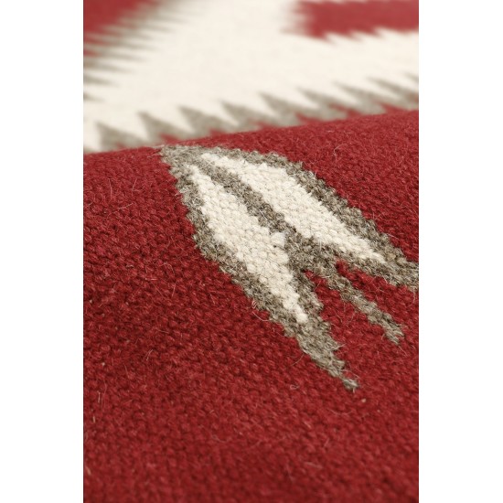 Pasargad Home Navajo Style Hand-Woven Wool Red Area Rug- 3' 1" X 4'11"