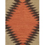 Pasargad Home Navajo Style Hand-Woven Wool Rust Area Rug- 2' 0" X 3' 2"