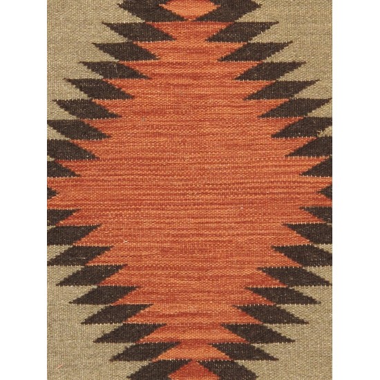 Pasargad Home Navajo Style Hand-Woven Wool Rust Area Rug- 2' 0" X 3' 2"