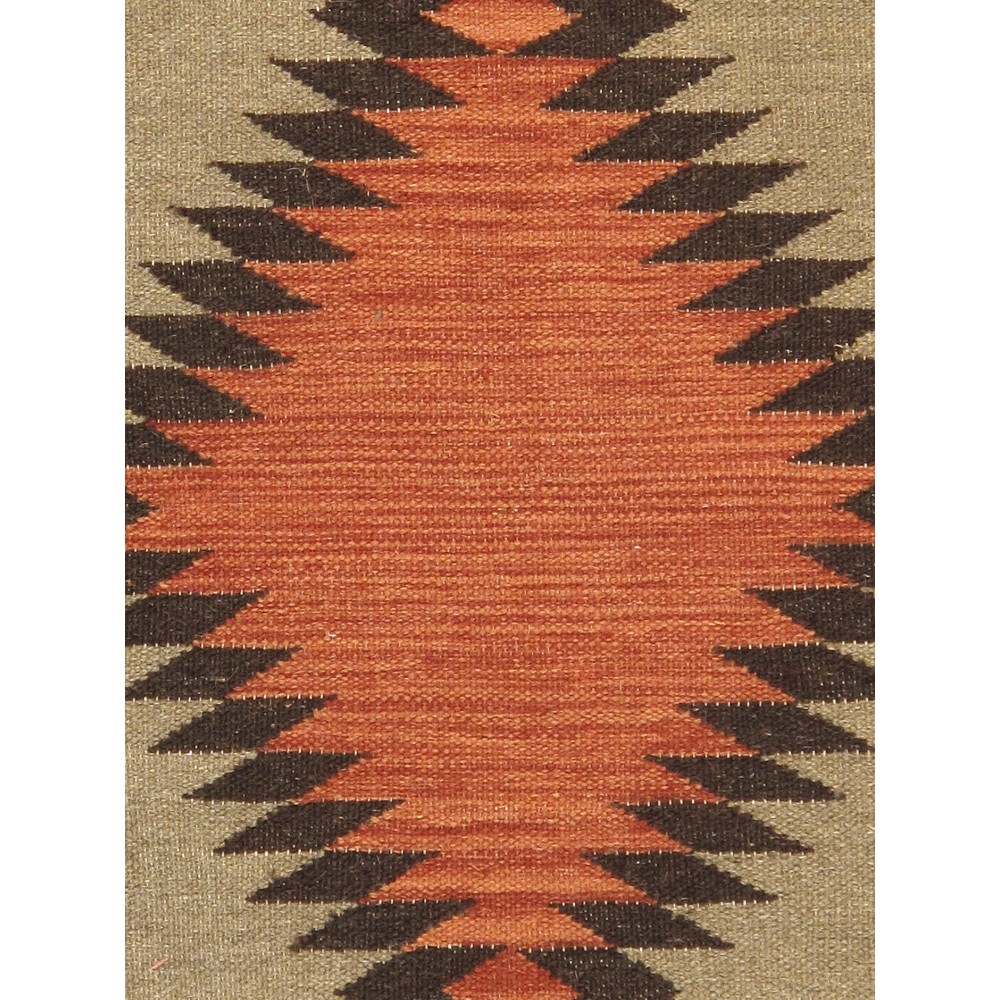 Pasargad Home Navajo Style Hand-Woven Wool Rust Area Rug- 2' 0" X 3' 2"