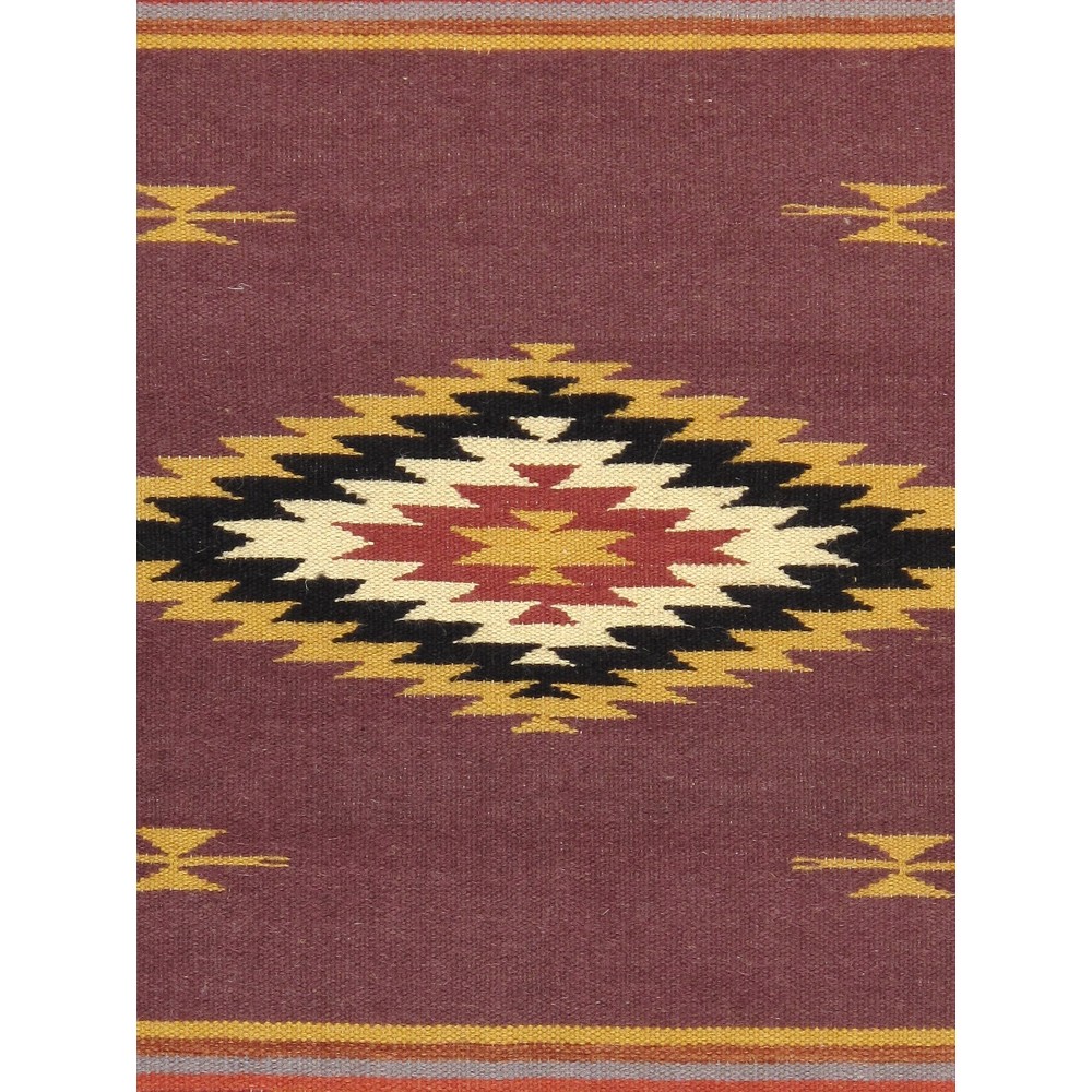 Pasargad Home Navajo Style Hand-Woven Wool Purple Area Rug- 2' 1" X 3' 0"