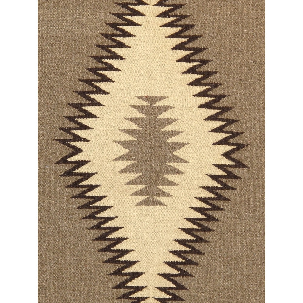 Pasargad Home Navajo Style Hand-Woven Wool Mocha Area Rug- 2'11" X 4'10"