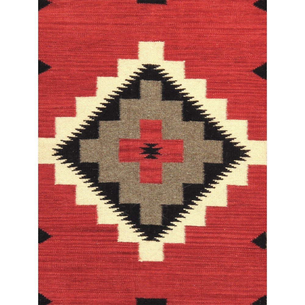 Pasargad Home Navajo Style Hand-Woven Wool Red Area Rug- 3' 1" X 5' 0" Pasargad Home Navajo Style Hand-Woven Wool Red Area Rug- 3' 1" X 5' 0"