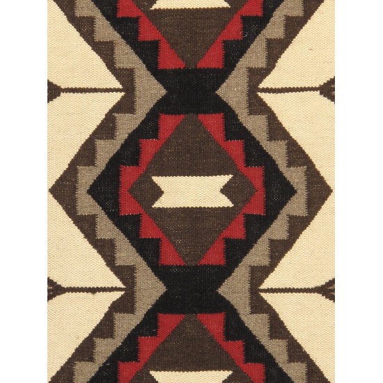 Navajo Style Hand-Woven Wool Ivory Area Rug- 3' 1" X 4'11" PNT-261 3x5