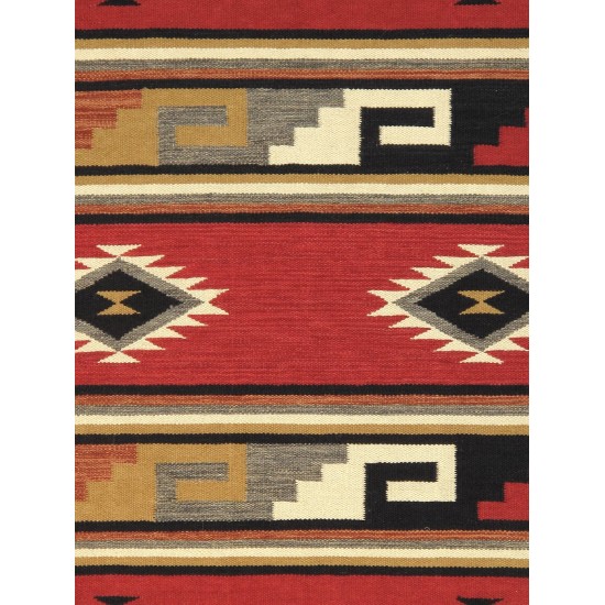 Pasargad Home Navajo Style Hand-Woven Wool Red Area Rug- 3' 2" X 4' 9"