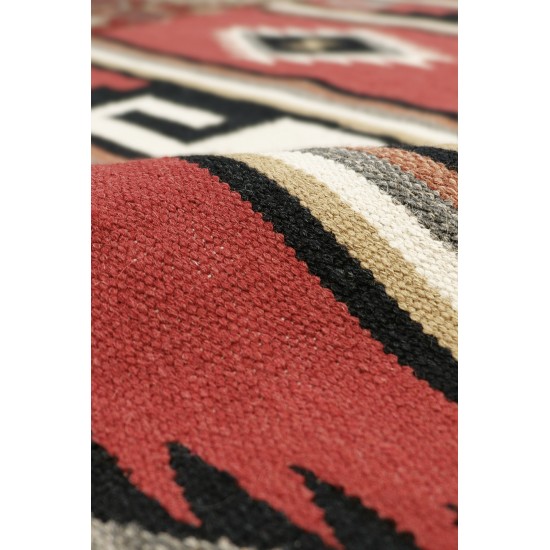 Pasargad Home Navajo Style Hand-Woven Wool Red Area Rug- 3' 2" X 4' 9"