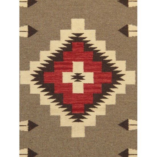 Pasargad Home Navajo Style Hand-Woven Wool Mocha Area Rug- 3' 2" X 4'11"