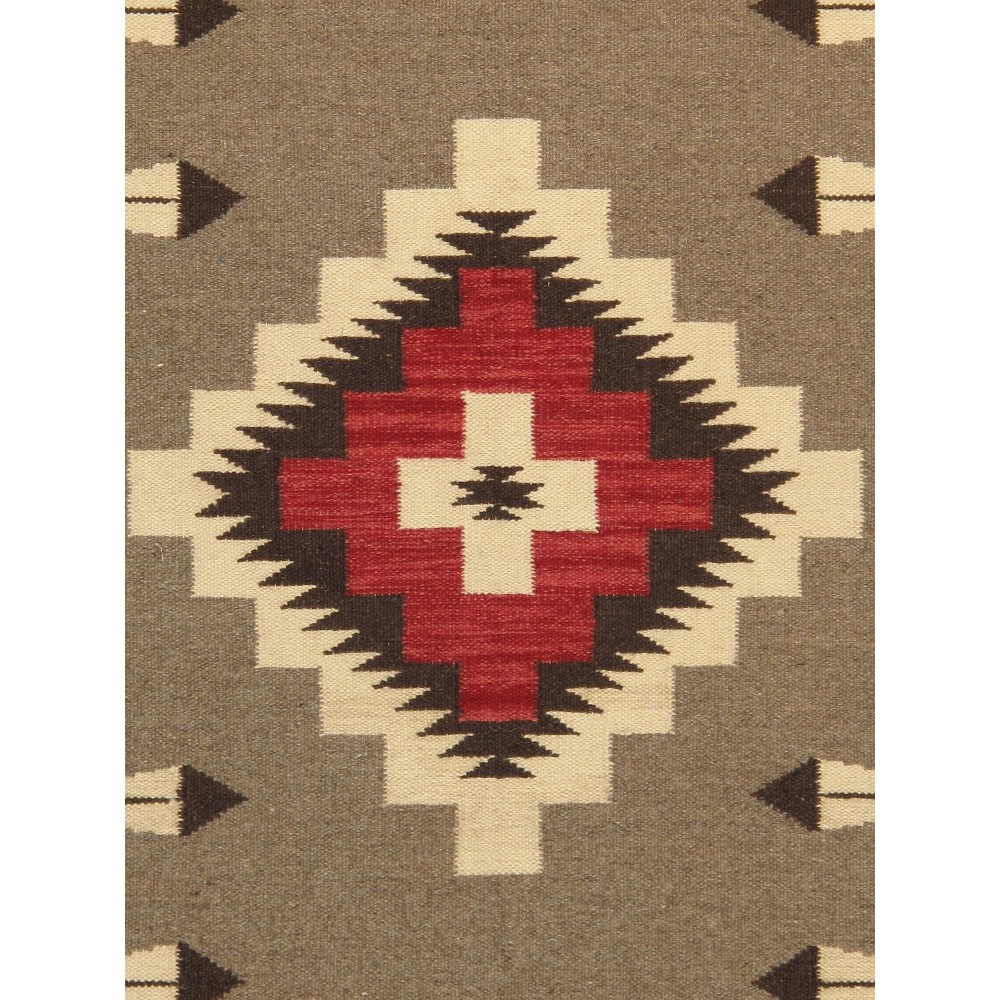 Pasargad Home Navajo Style Hand-Woven Wool Mocha Area Rug- 3' 2" X 4'11"