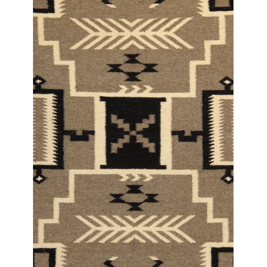 Pasargad Home Navajo Style Hand-Woven Wool Mocha Area Rug- 4' 3" X 5'10"