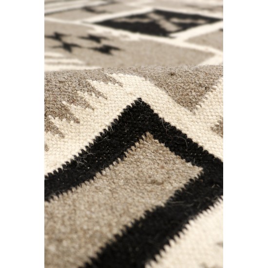 Pasargad Home Navajo Style Hand-Woven Wool Mocha Area Rug- 4' 3" X 5'10"