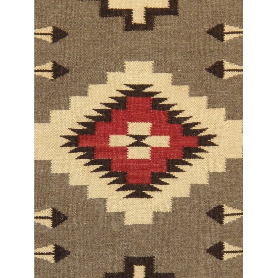 Pasargad Home Navajo Style Hand-Woven Wool Mocha Area Rug- 2' 7" X 3'11"