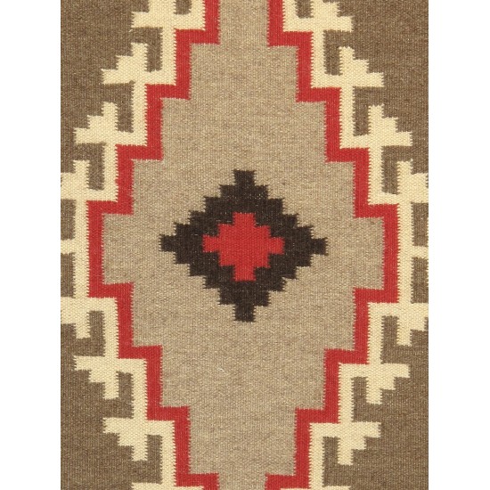 Pasargad Home Navajo Style Hand-Woven Wool Mocha Area Rug- 2' 6" X 3'11"