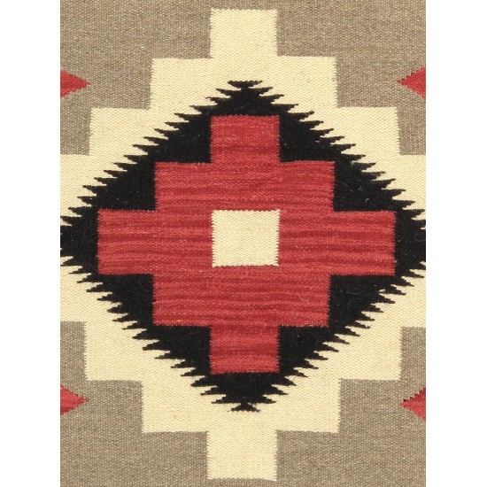 Pasargad Home Navajo Style Hand-Woven Wool Mocha Area Rug- 2' 5" X 4' 2"