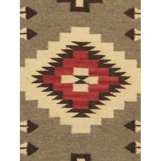 Pasargad Home Navajo Style Hand-Woven Wool Mocha Area Rug- 2' 7" X 4' 0"