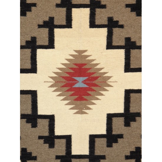 Pasargad Home Navajo Style Hand-Woven Wool Mocha Area Rug- 4' 2" X 6' 0"