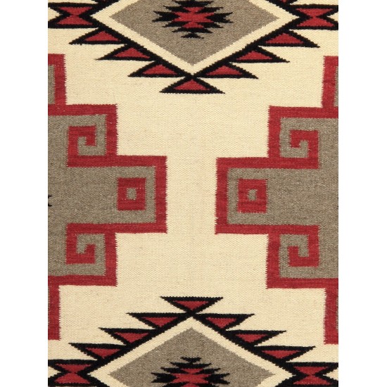 Pasargad Home Navajo Style Hand-Woven Wool Mocha Area Rug- 4' 0" X 6' 2"