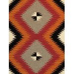 Pasargad Home Navajo Style Hand-Woven Wool Ivory Area Rug- 4' 1" X 5'11"