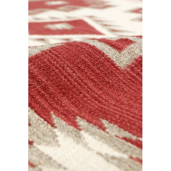 Pasargad Home Navajo Style Hand-Woven Wool Red Area Rug- 4' 2" X 5'11"