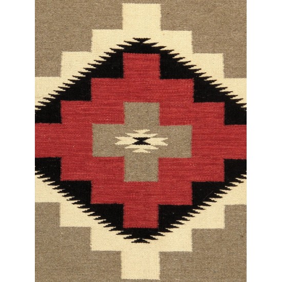 Pasargad Home Navajo Style Hand-Woven Wool Mocha Area Rug- 4' 0" X 6' 1"