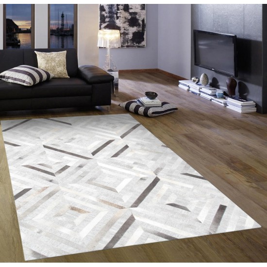 Pasargad Home Galaxy Cowhide Silver Area Rug-12' 0" X 15' 0" PTX-3104 12x15